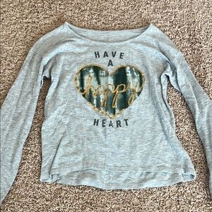 Gray and Gold Kids Shirt - 'Have a Happy Heart'